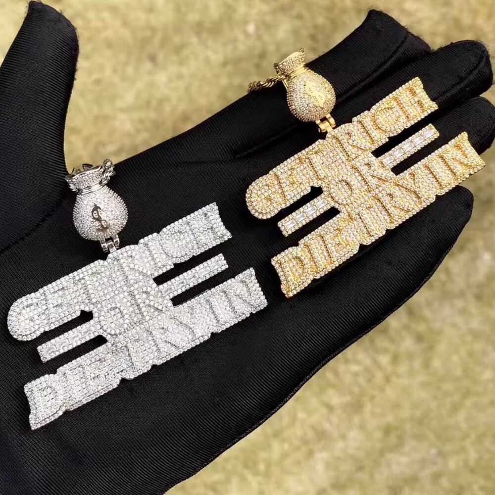 Get Rich or die trying silver Pendant With 24 Inch Rope chain